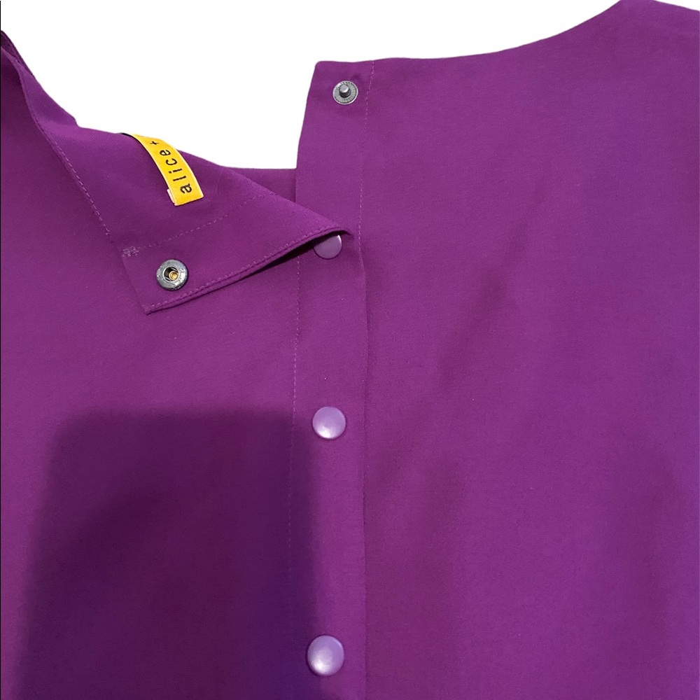Alice + Olivia purple silk and leather party dress with cutout at back - Picture 8 of 13